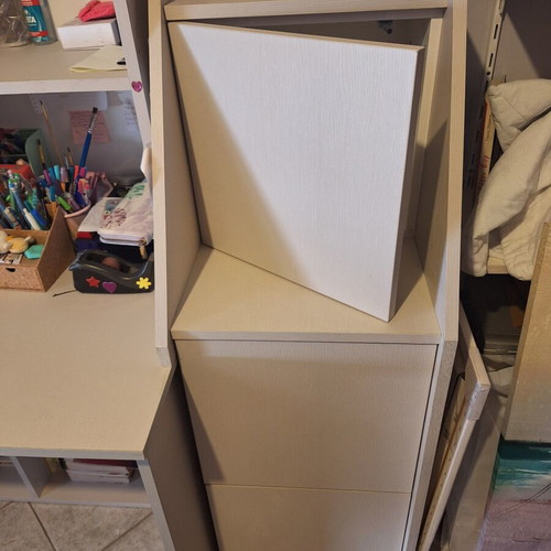 Desk for preteens and teens used with storage shelves and drawers