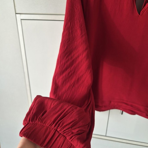 Bershka red blouse with neckline cut used, size L
