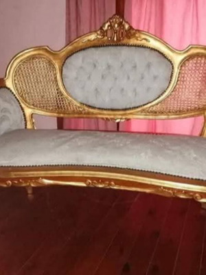 Gold antique living room set with sofa and two chairs