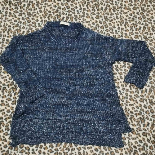 Rich knitted sweater like new, blue and silver, size L