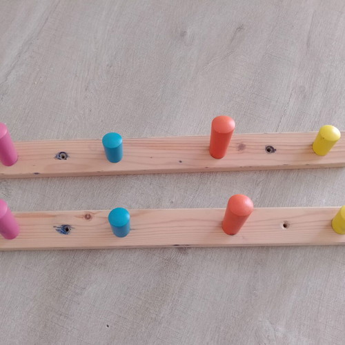 Flisat wooden hanger set with 4 hooks, used, IKEA