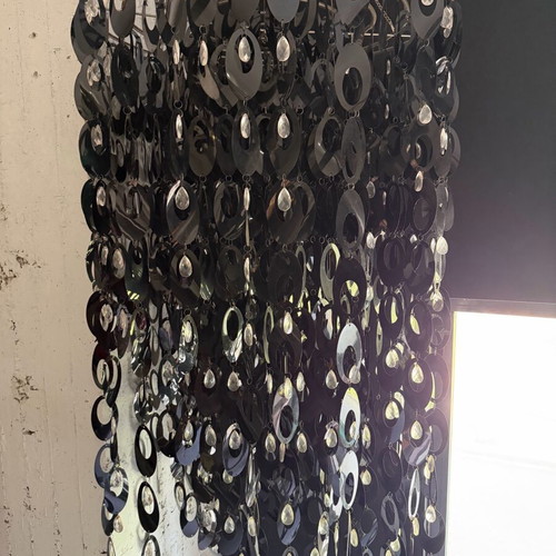 Decorative chandeliers like new, set of 2, black plastic and crystals