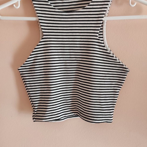 Crop top Zara black and white striped like new, sizes XS and S