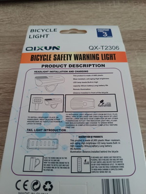LED bicycle light set new front and rear