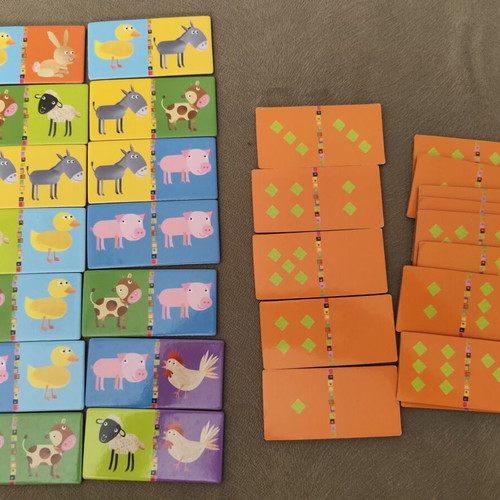 Djeco Domino game with farm animals, double-sided
