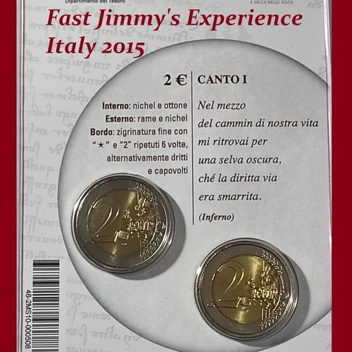 Dante Alighieri 2 Euro Coin Card Italy 2015 BU