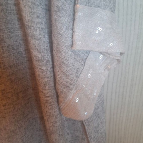 Airy blouse new, loose with sequin details, gray, size L