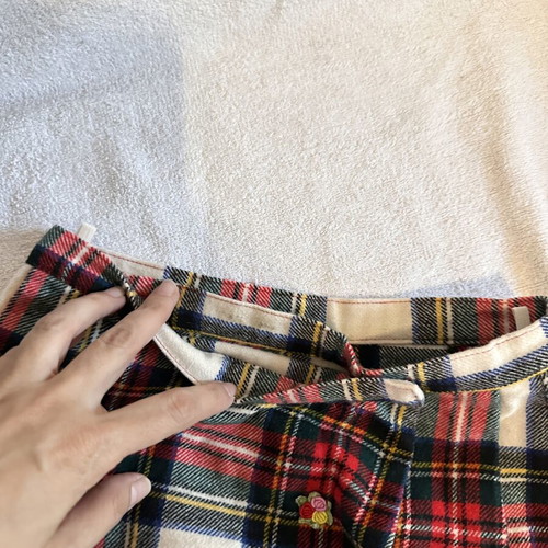 United Colors of Benetton children's plaid skirt with embroidered flowers, size 6 years