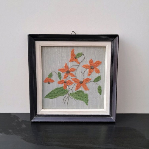 Decorative frame with orange flowers like new