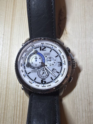 Citizen Eco-Drive Chronograph AT0761-08A watch used, black leather strap