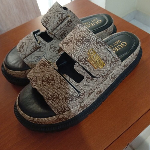 Guess slippers, beige and gold, size 39