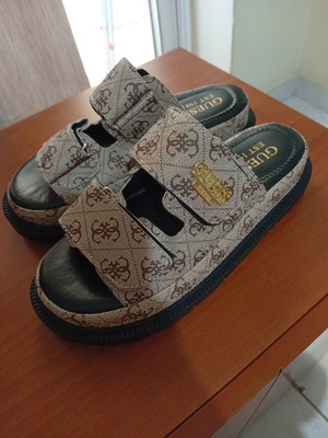 Guess slippers, beige and gold, size 39