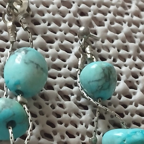 Sterling silver 925 earrings with turquoise, 6cm, like new