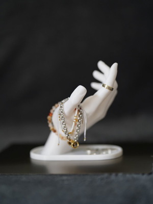 Jewelry holder human hand made to order, white and multicolor