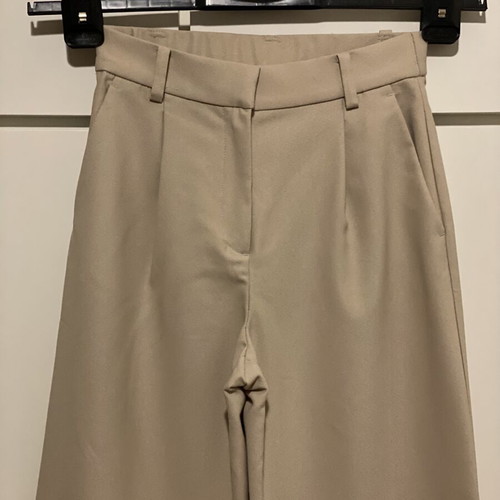 H&M beige high-waist wide-leg trousers