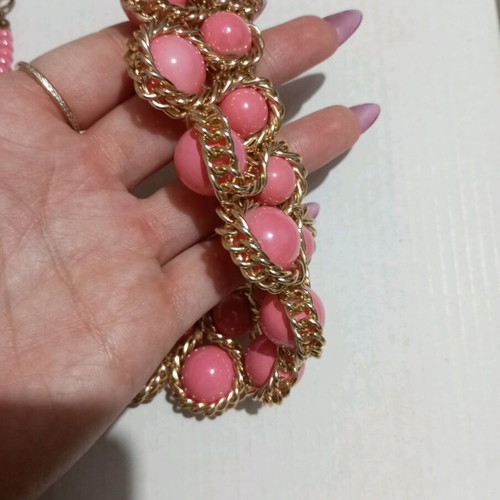 Necklace impressive used, pink and gold, in excellent condition