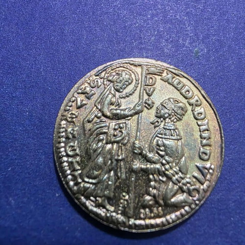 Silver Replica of Venetian Ducat Coin new, 24k gold plated