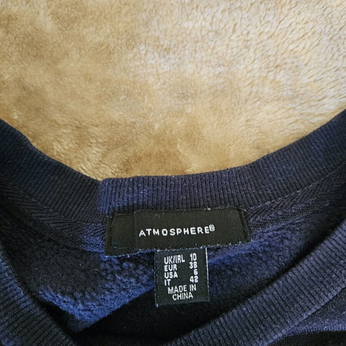 Blue sweatshirt with bird design used, size M
