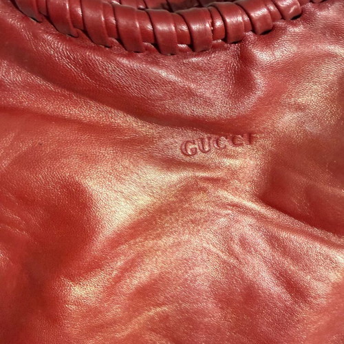 Gucci red shoulder bag, vintage soft leather