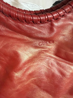 Gucci red shoulder bag, vintage soft leather