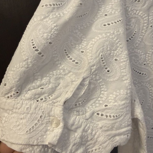 Peppercorn White Blouse L with Paisley Cutwork Embroidery like new