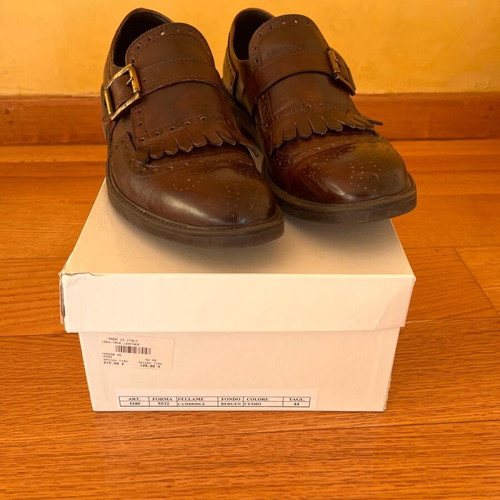 Single monk leather loafers like new, brown, size 44
