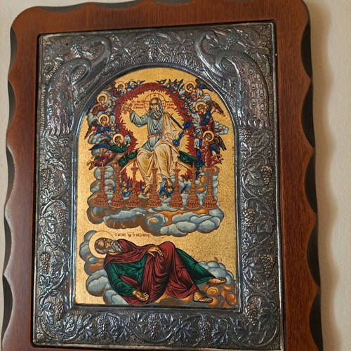 Old icon with silver new with certificate of authenticity