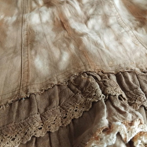 Jean skirt like new, stable fabric, size S-M, beige-brown