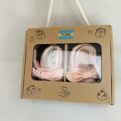 Toms Tiny Alpargata baby shoes like new, pink with bow