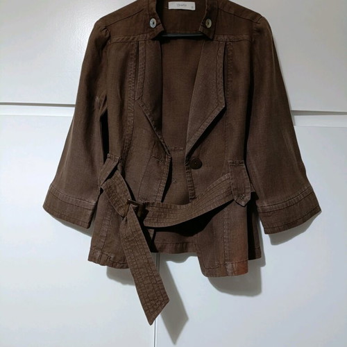 Linen jacket ysatis No 2 with detachable belt like new, brown