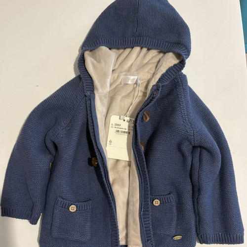 Mayoral blue knitted cardigan with fur lining, new, size 92 cm