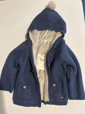 Mayoral blue knitted cardigan with fur lining, new, size 92 cm