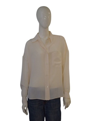 Aspesi Silk Shirt Italy cream transparent with gathers back size 40 like new