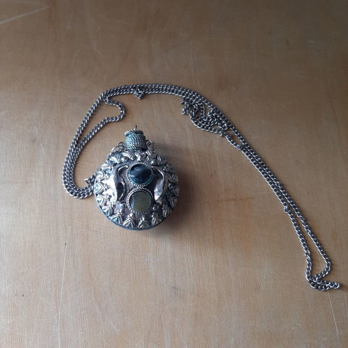 Vintage Perfume Bottle Pendant with Semi-Precious Stones used