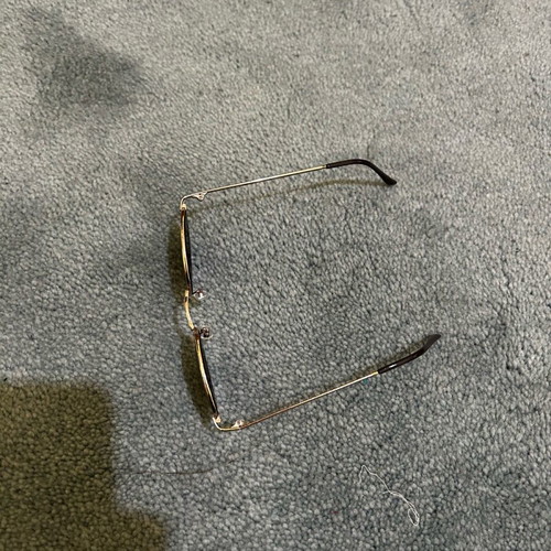 Round glasses used, black, with flawless lens