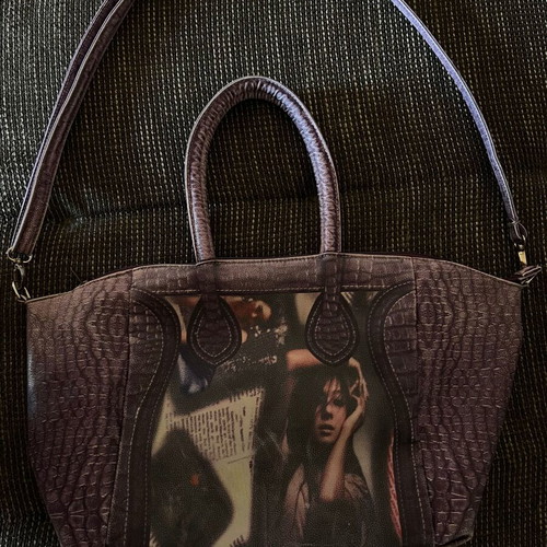 Brown Handbag with Vintage Y2K Print, Like New