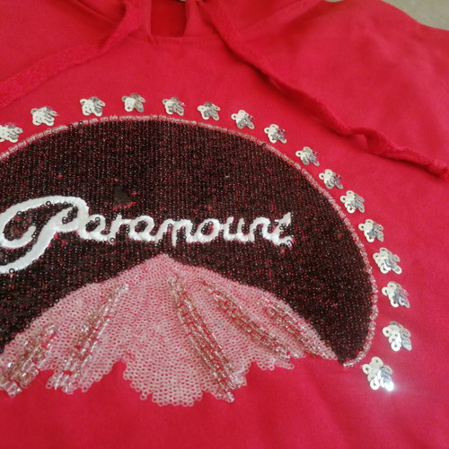Sugarfree winter hoodie like new with rhinestone Paramount logo red XS