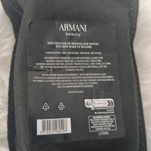 Armani Beauty red cosmetic pouch
