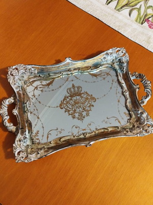 Античен огледален поднос като нов, 31x20см