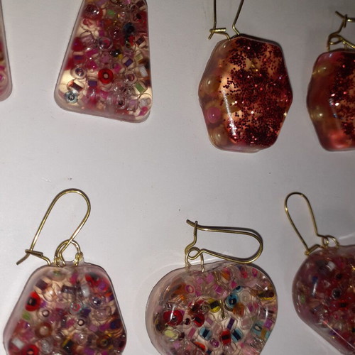 Handmade earrings pack of 38 pairs with liquid glass material
