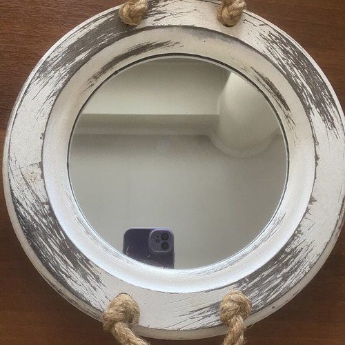 Decorative Shabby Chic Tray Mirror with Rope, Like New