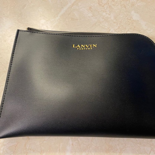 Lanvin toiletry bag new black leatherette with travel cosmetics