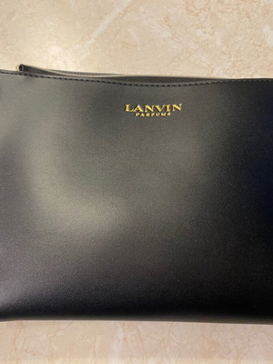 Lanvin toiletry bag new black leatherette with travel cosmetics