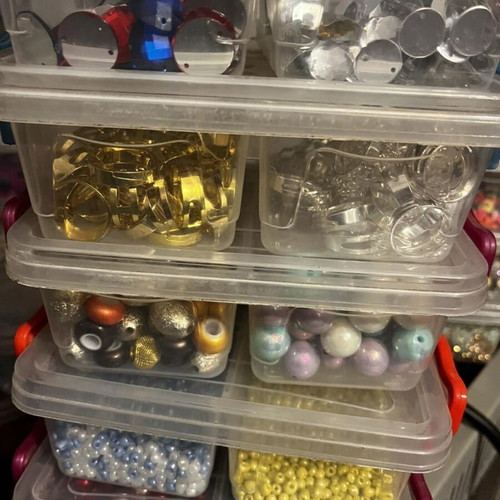 Large collection of craft beads, 40 boxes
