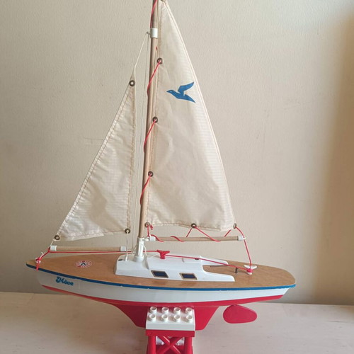 Vintage wooden sailboat decor