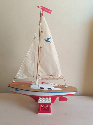 Vintage wooden sailboat decor