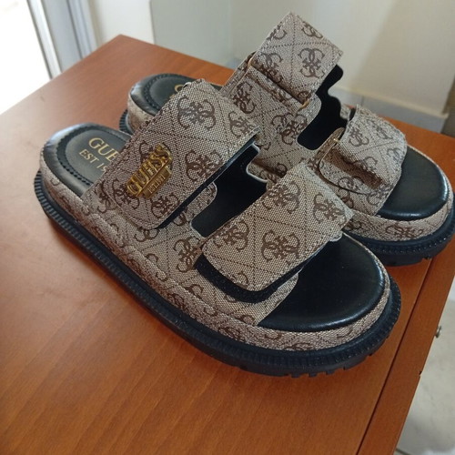 Guess slippers, beige and gold, size 39