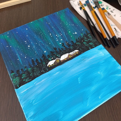 Small painting with northern lights new