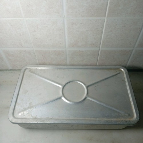 Classic aluminum ice cream container used, vintage