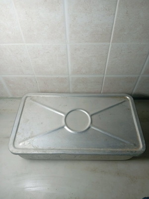 Classic aluminum ice cream container used, vintage